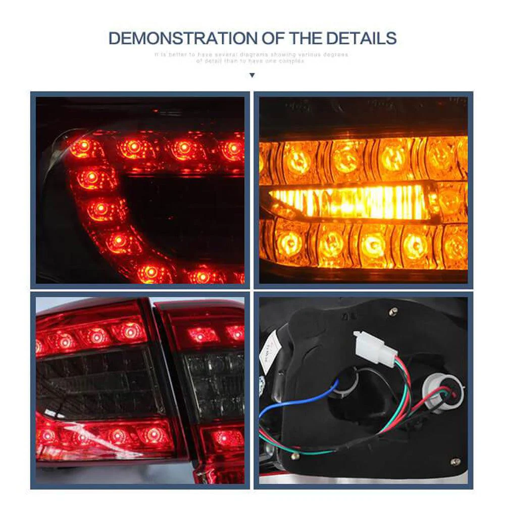 VLAND LED Tail Lights For Toyota Corolla 2011-2013 (E140 Wide-Body) Facelift With Sequential Turn Signal - Image 10