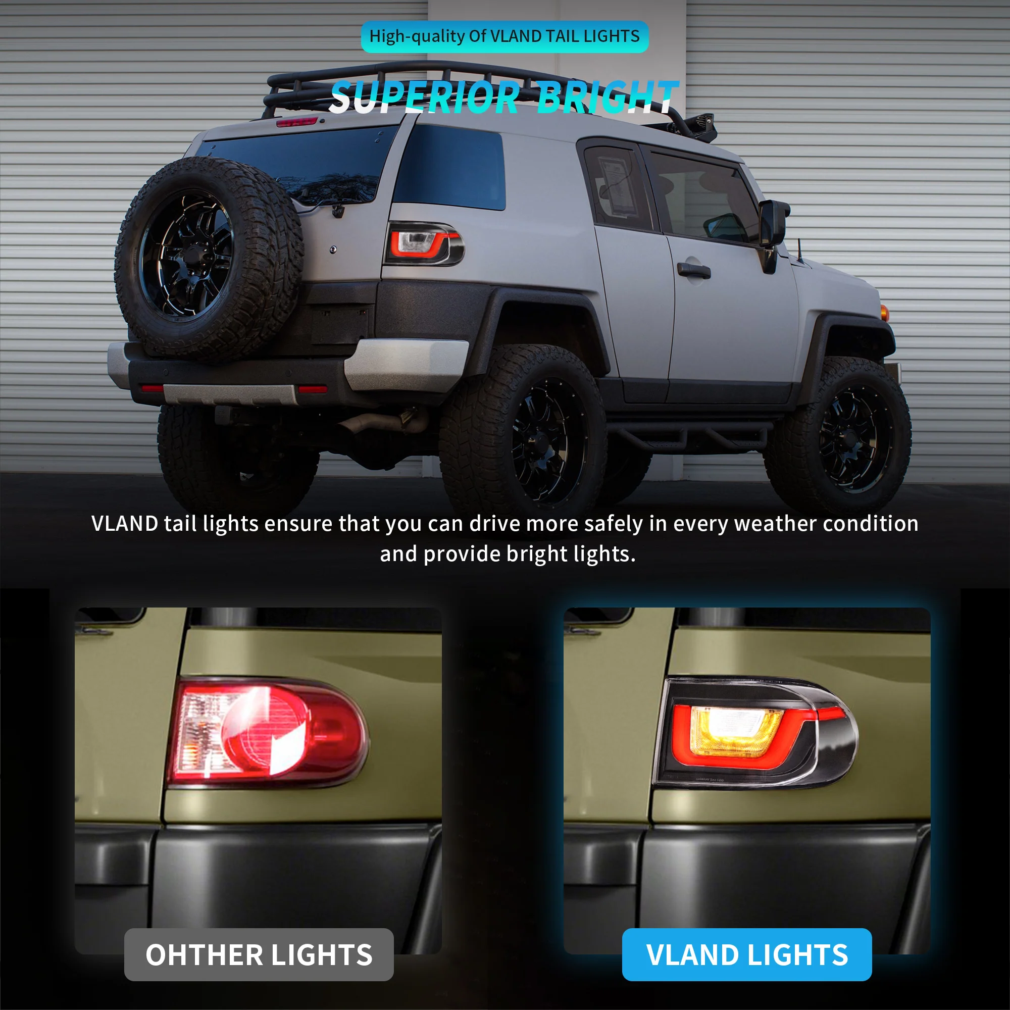 VLAND LED Tail Lights For Toyota FJ Cruiser 2007-2022 - Image 11