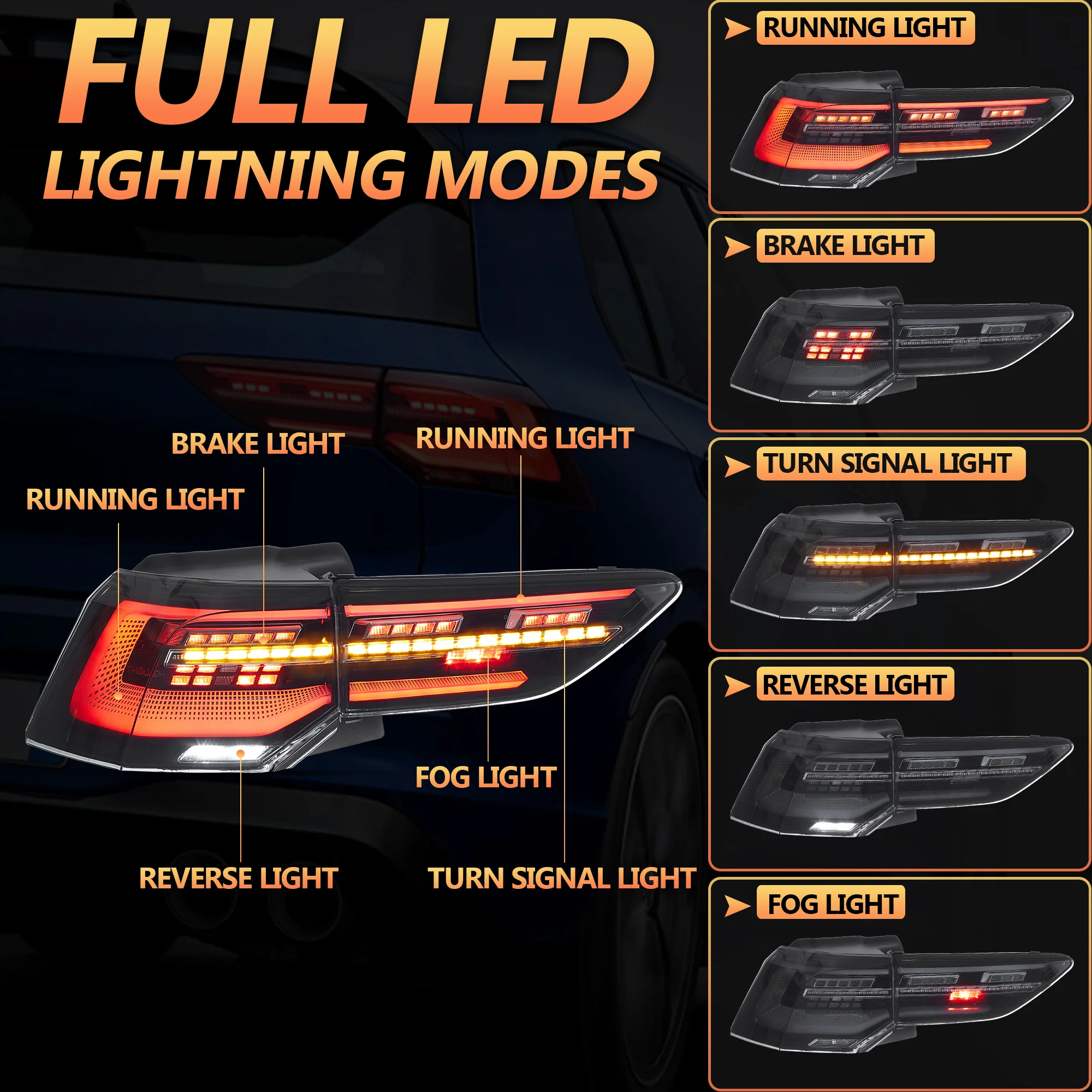 VLAND LED Taillights For Volkswagen Golf MK8 2020-2024 (Europe is 2020-2024) [E-MARK.] - Image 4
