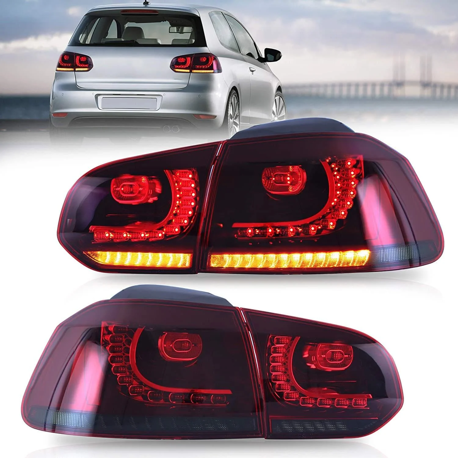 VLAND LED Tail lights For Volkswagen (VW) Golf 6 MK6 (TSI GTI R TDI GTD LPG) 2008-2014 With Sequential indicators[E-MARK] - Image 3