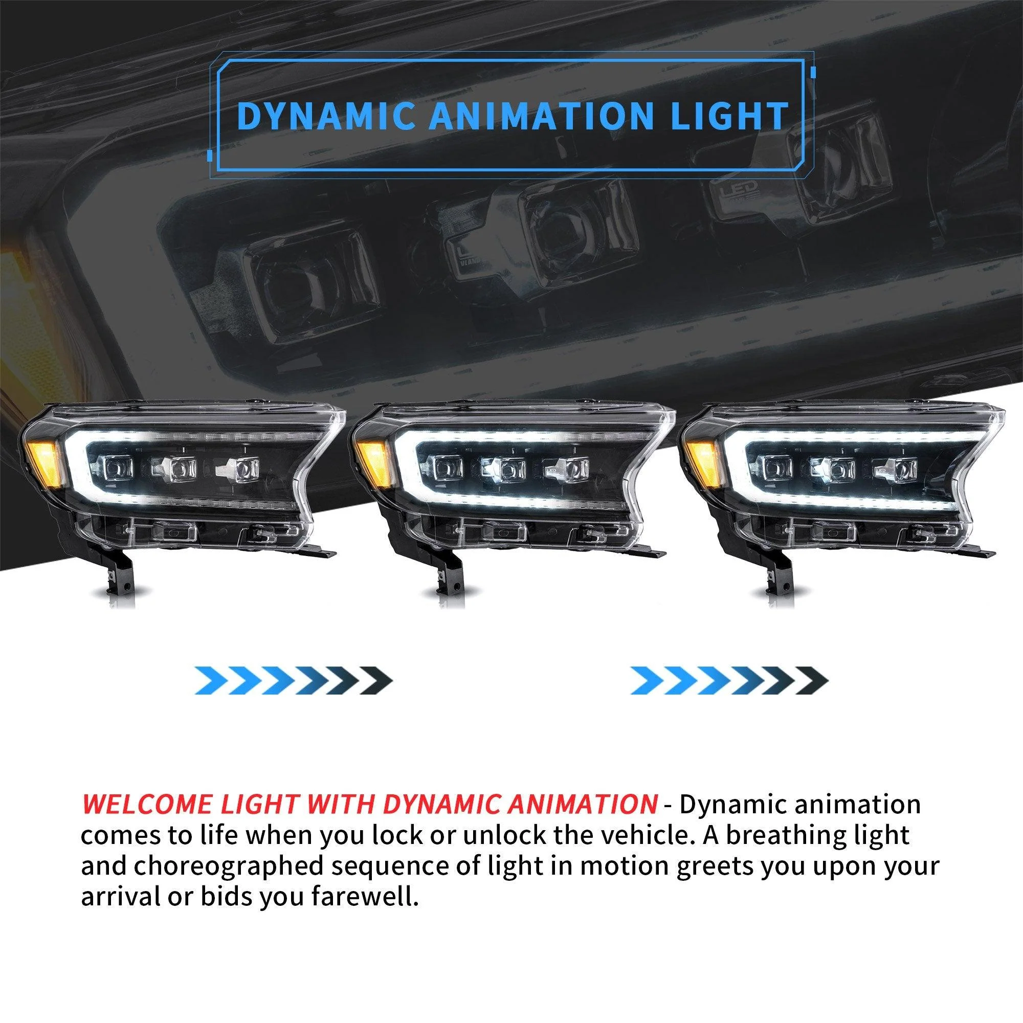 VLAND LED Matrix Projector Headlights For Ford Ranger 2019-UP (For US Edition)[E-MARK./DOT./SAE.] - Image 7
