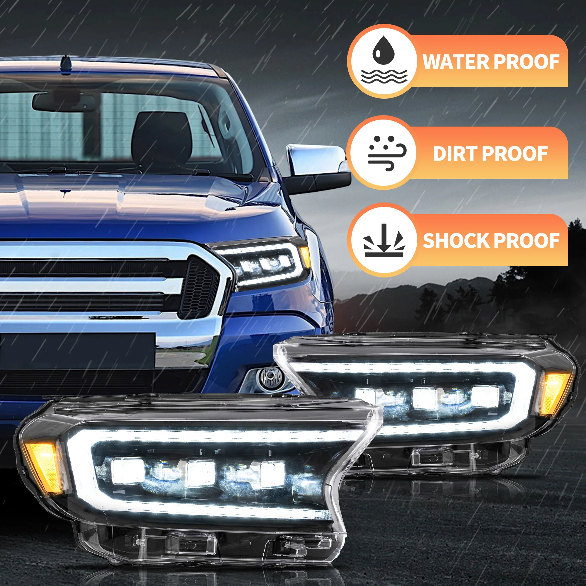 VLAND LED Matrix Projector Headlights For Ford Ranger (T6) Raptor & Wildtrak 2015-2021 [E-MARK./DOT./SAE.] - Image 10