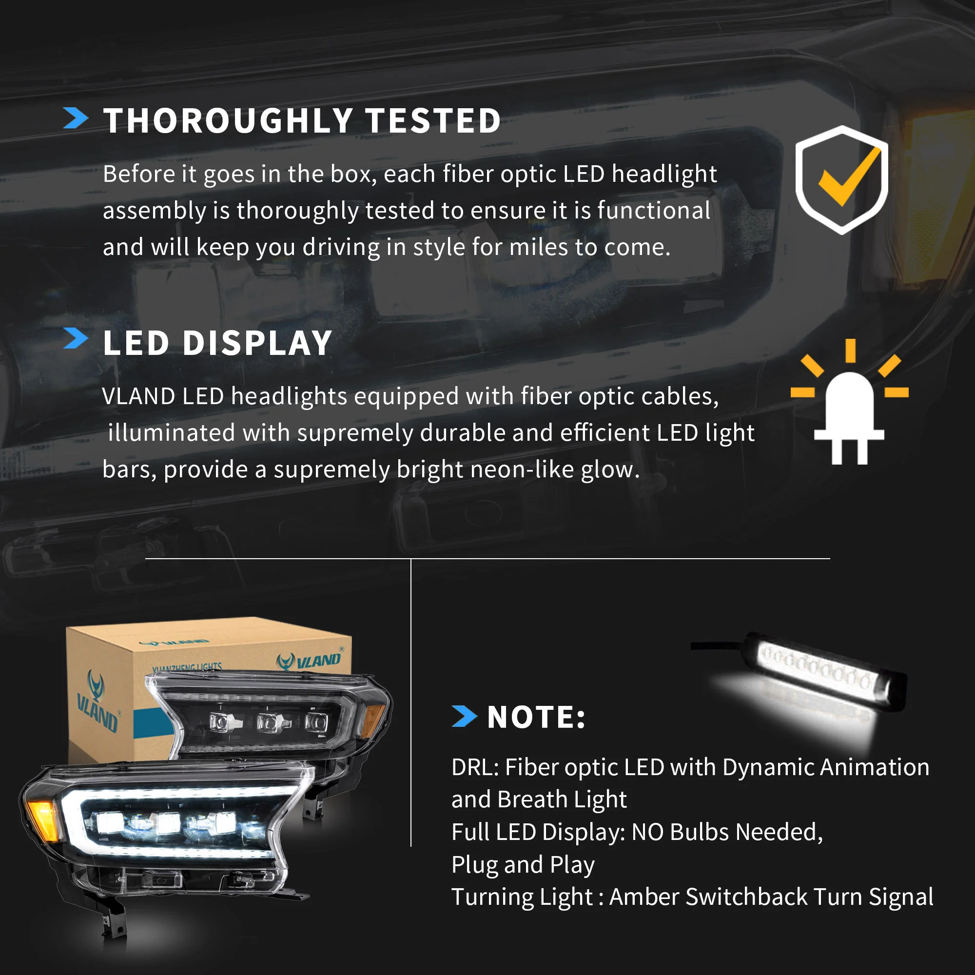 VLAND LED Matrix Projector Headlights For Ford Ranger (T6) Raptor & Wildtrak 2015-2021 [E-MARK./DOT./SAE.] - Image 21