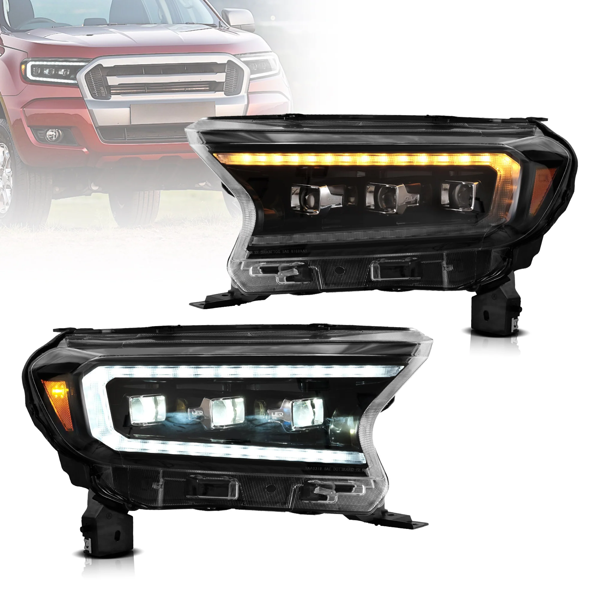 VLAND LED Matrix Projector Headlights For Ford Ranger (T6) Raptor & Wildtrak 2015-2021 [E-MARK./DOT./SAE.] - Image 3