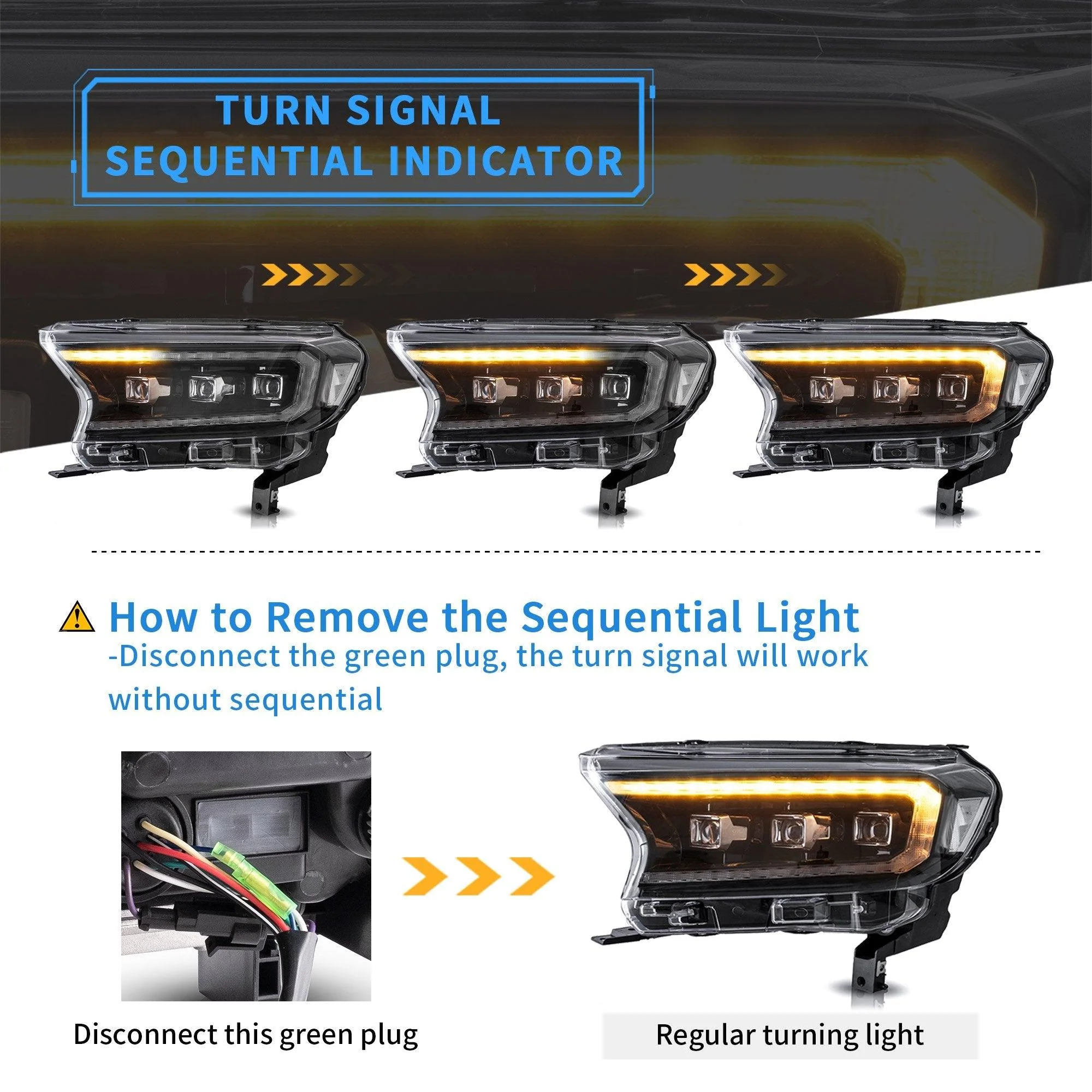 VLAND LED Matrix Projector Headlights For Ford Ranger (T6) Raptor & Wildtrak 2015-2021 [E-MARK./DOT./SAE.] - Image 7