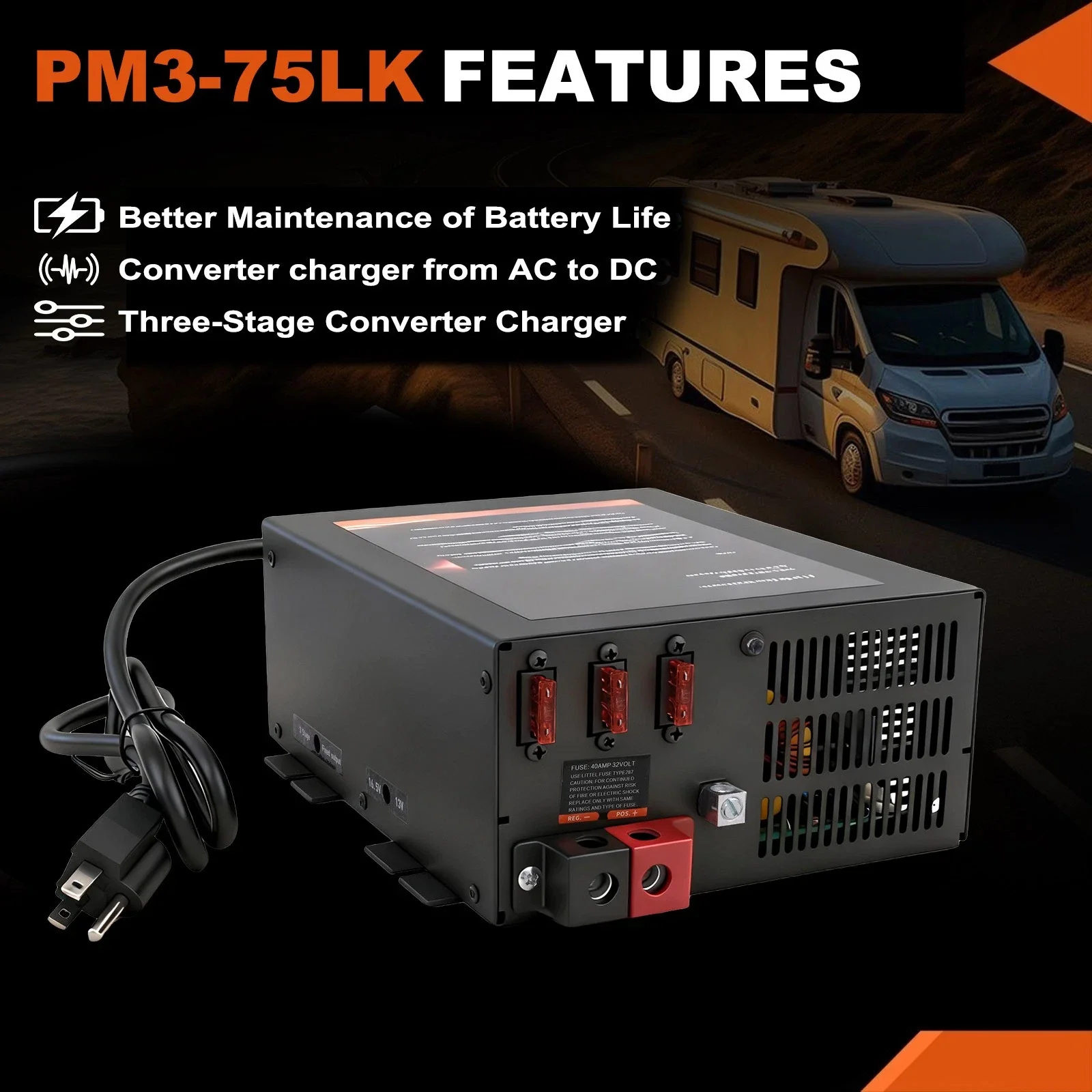 VLAND PM3-75LK RV Power Converter/Charger for RV AC 110v To DC 12v Converter - Image 3