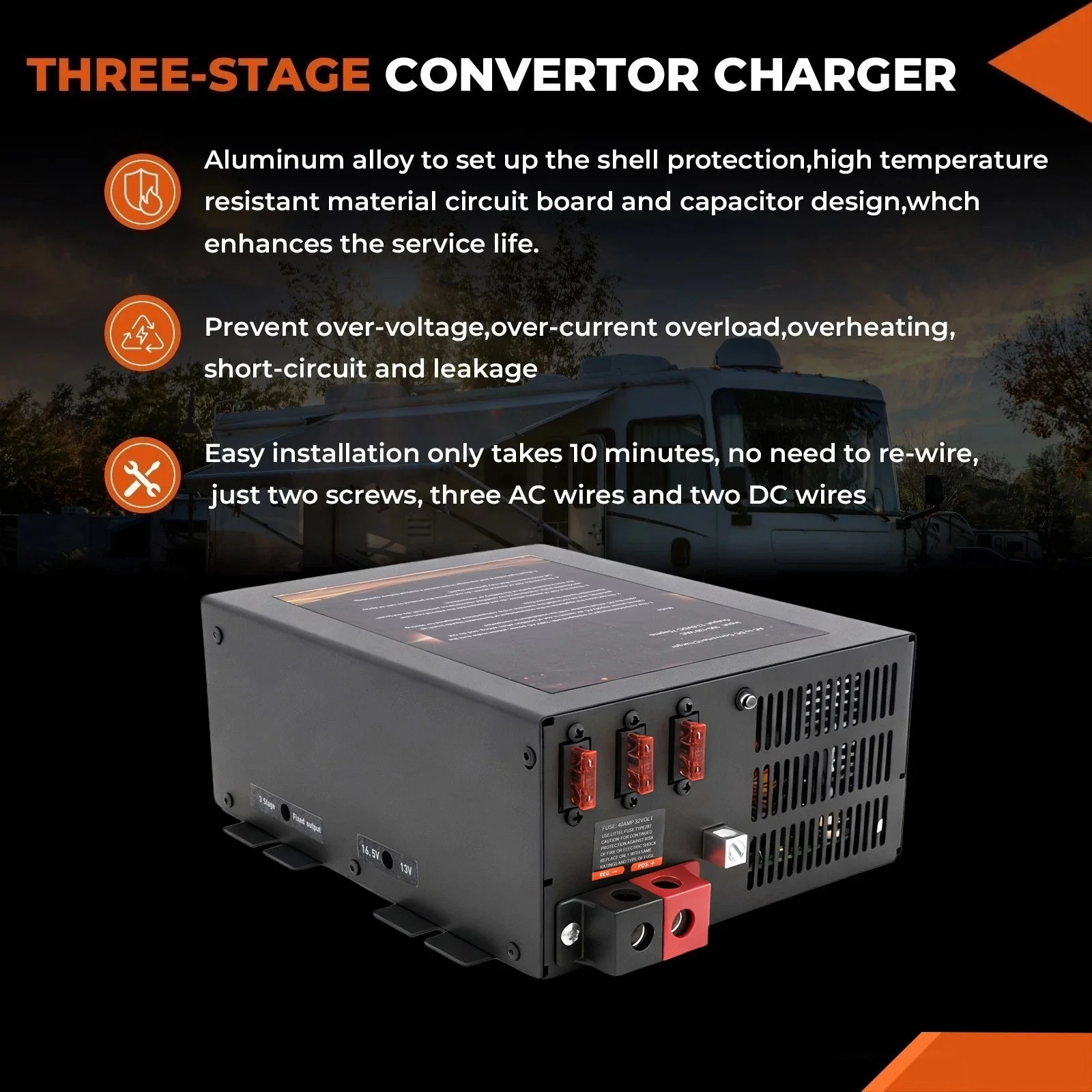 VLAND PM3-75LK RV Power Converter/Charger for RV AC 110v To DC 12v Converter - Image 5