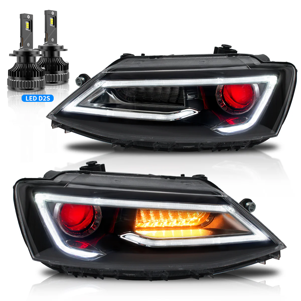 VLAND LED Headlights For Volkswagen Jetta MK6 2011-2018 with Sequential Dual Beam/Demon Eye [E-MARK.] - Image 22
