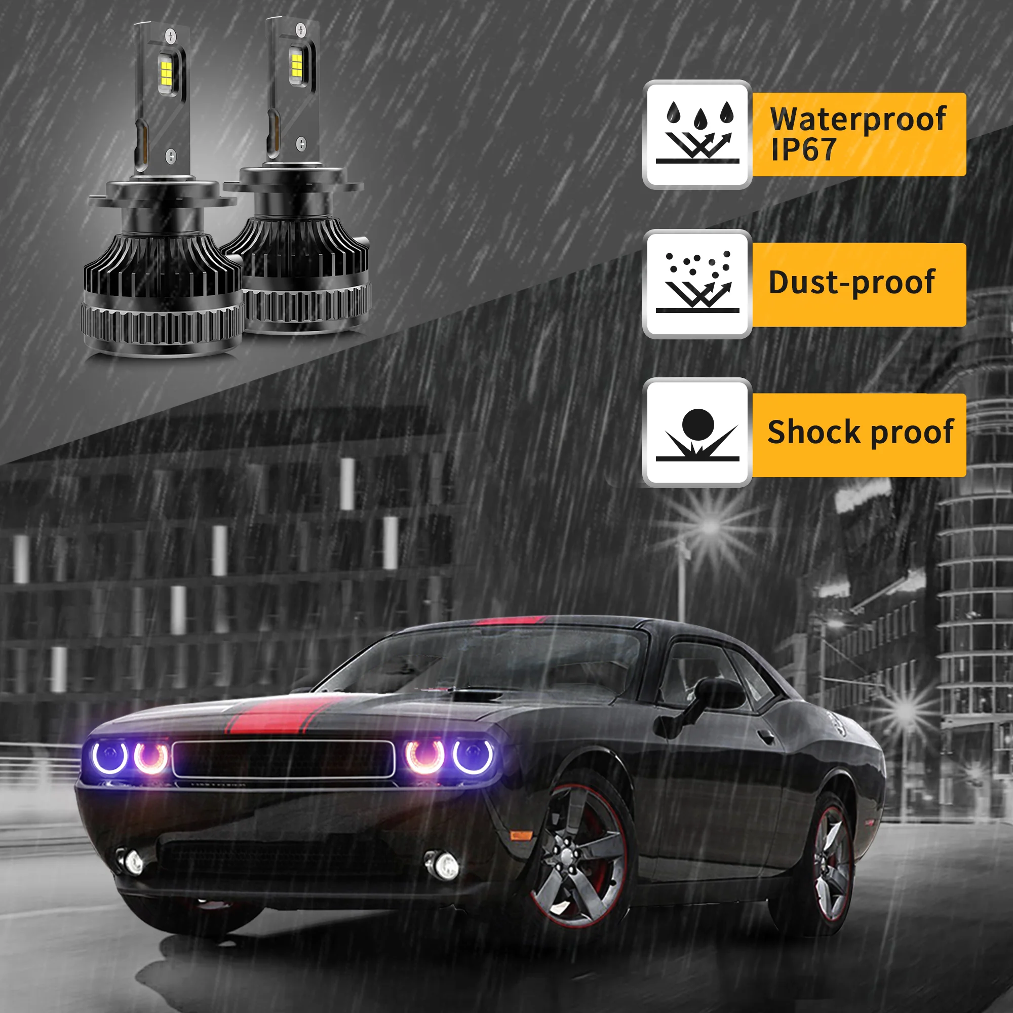 VLAND LED RGB Halo Headlights For Dodge Challenger 2008-2014 with Sequential [E-MARK. DOT.] - Image 11