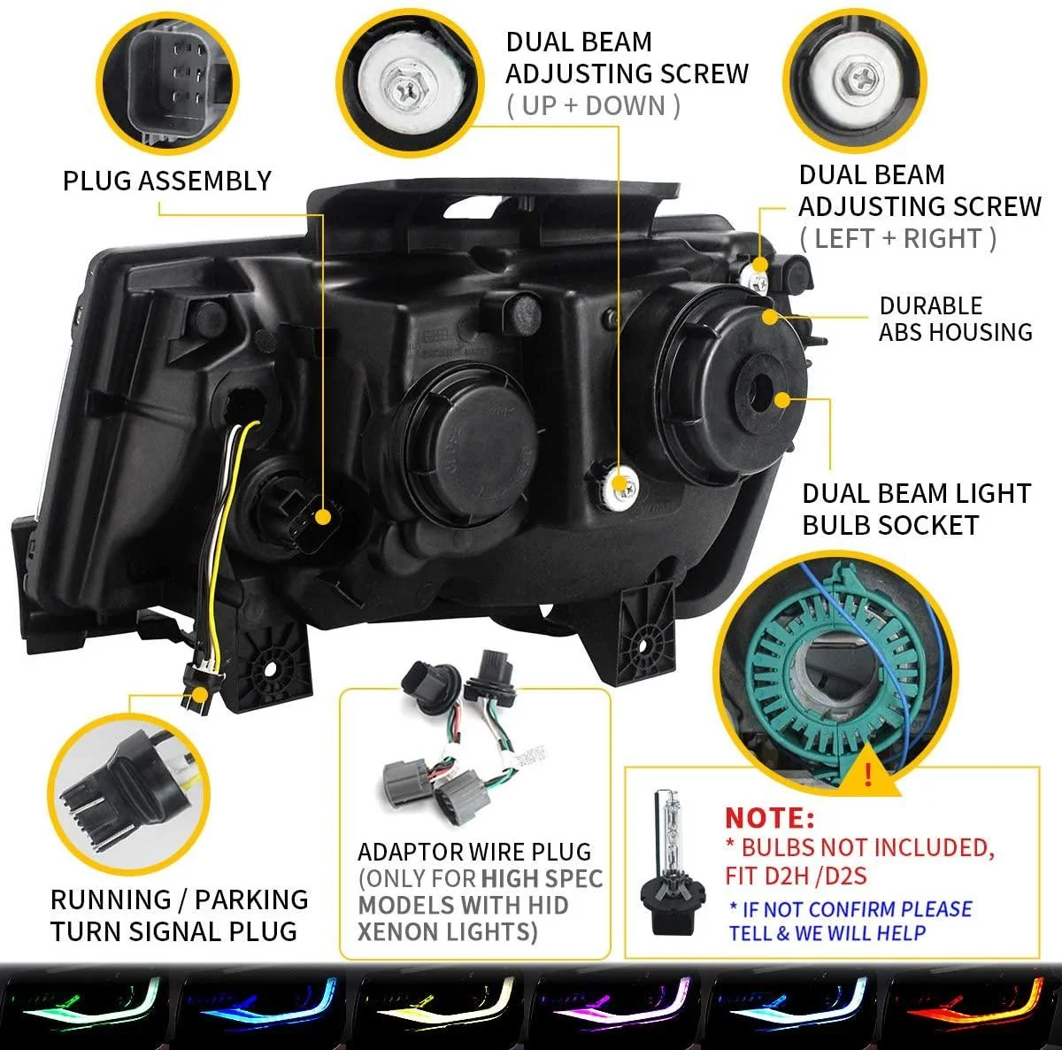 VLAND RGB Dual Beam Headlights For Chevrolet Camaro 5th Gen 2014 2015 - Image 19