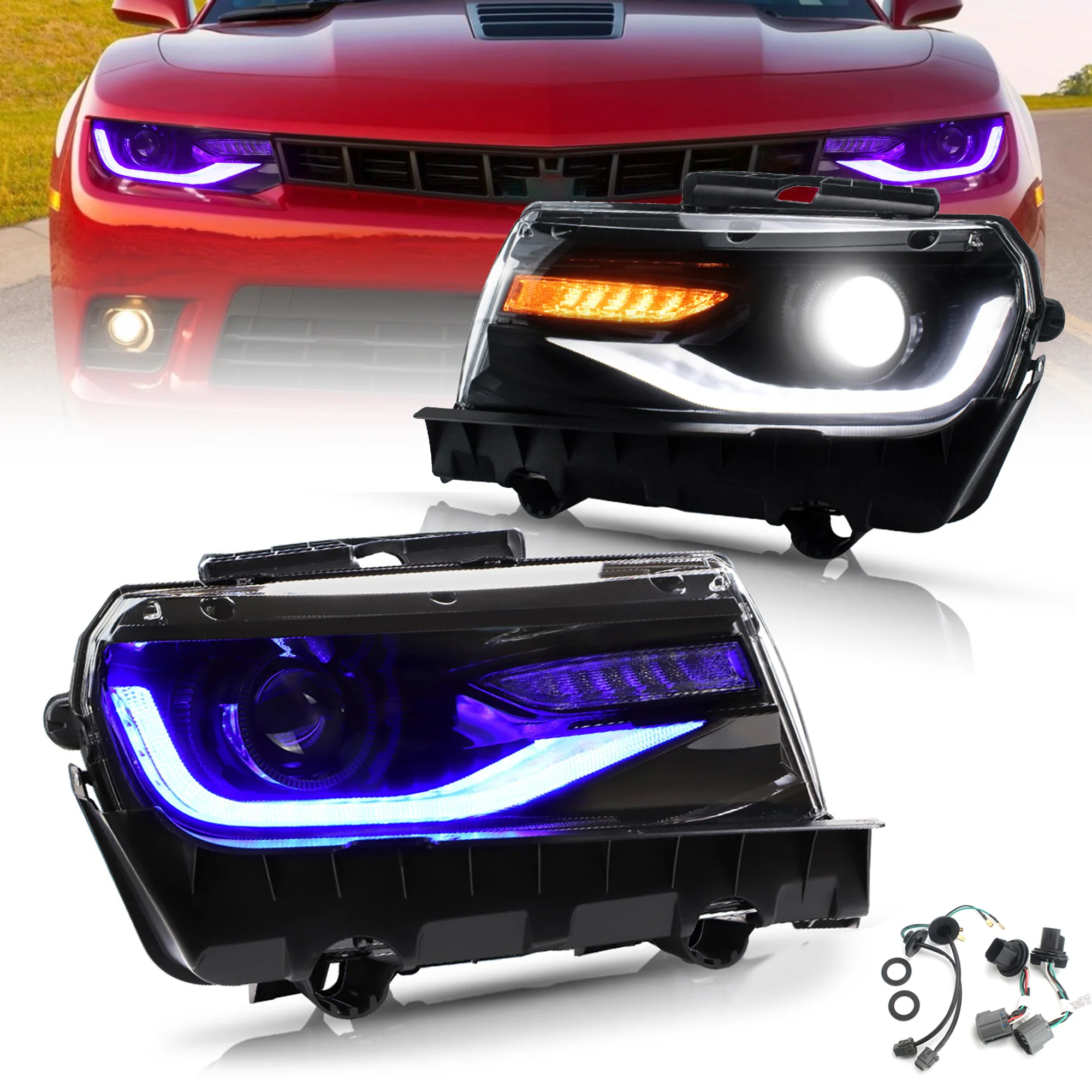 VLAND RGB Dual Beam Headlights For Chevrolet Camaro 5th Gen 2014 2015 - Image 3