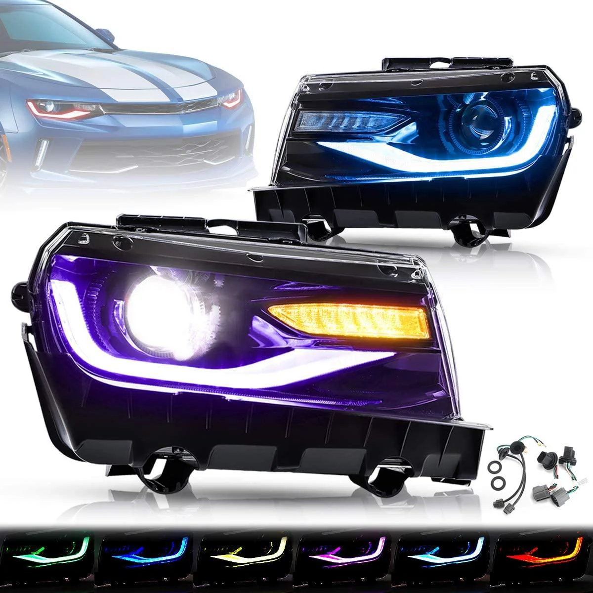 VLAND RGB Dual Beam Headlights For Chevrolet Camaro 5th Gen 2014 2015 - Image 4