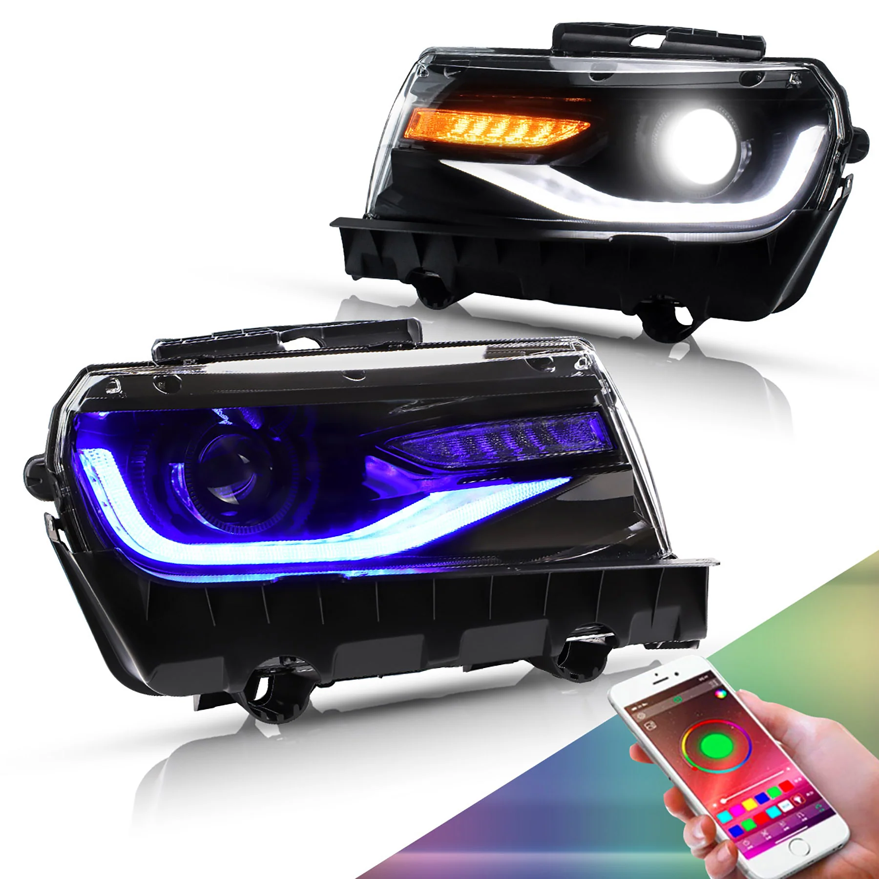VLAND RGB Dual Beam Headlights For Chevrolet Camaro 5th Gen 2014 2015 - Image 5