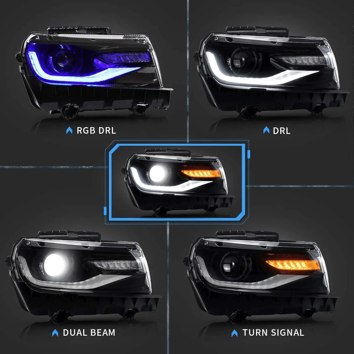 VLAND RGB Dual Beam Headlights For Chevrolet Camaro 5th Gen 2014 2015 - Image 6