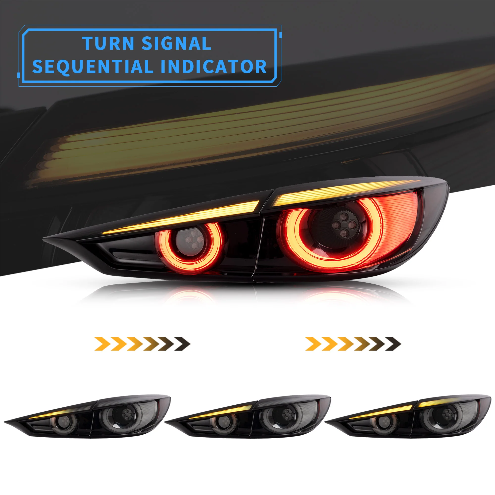 VLAND LED Tail Lights For Mazda 3 Axela Sedan 2014-2018 [DOT.] - Image 7