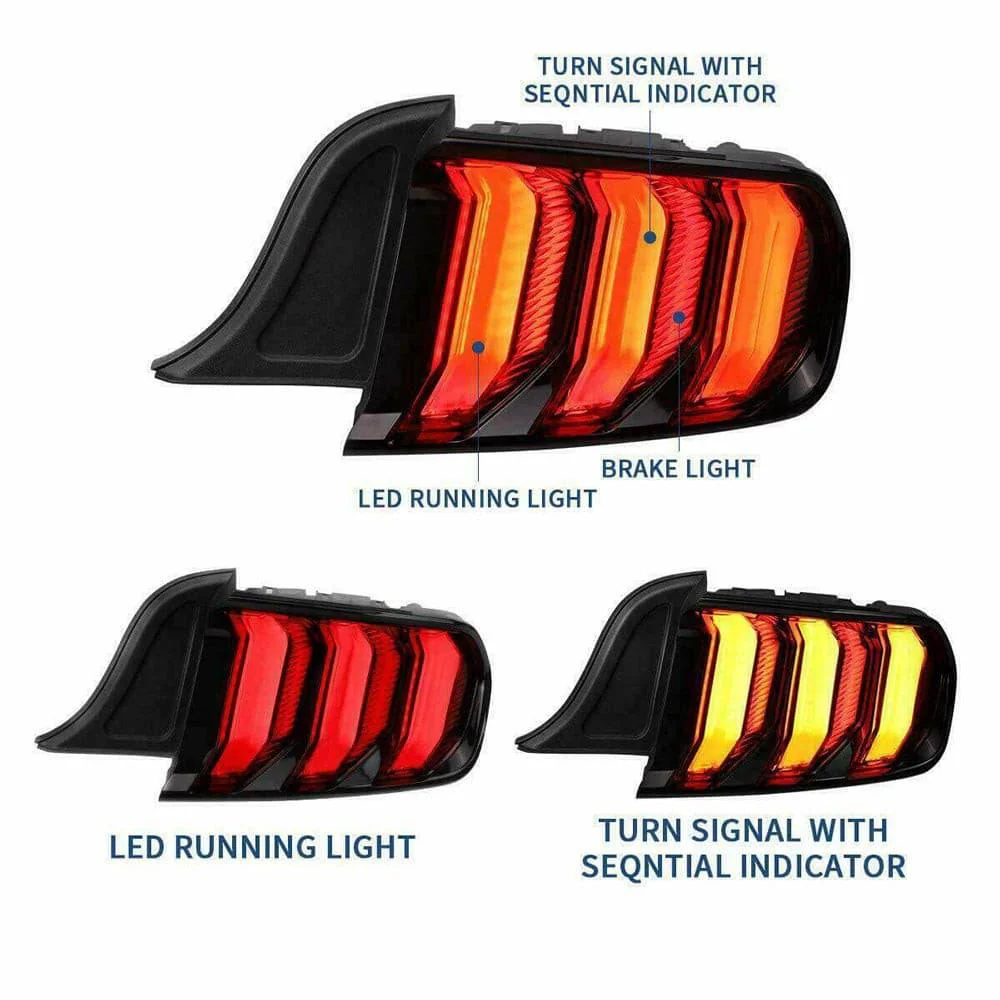 VLAND Full LED Tail Lights For Ford Mustang 2015-2023 with Sequential Turn Signal (5 modes switchable)[E-MARK,DOT.SAE.] - Image 10