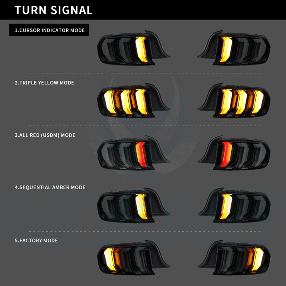 VLAND Full LED Tail Lights For Ford Mustang 2015-2023 with Sequential Turn Signal (5 modes switchable)[E-MARK,DOT.SAE.] - Image 7