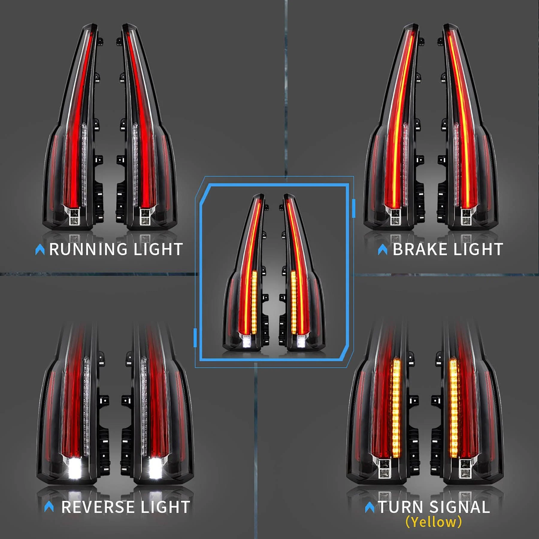 VLAND Tail Lights For GMC Yukon SUV 3rd Generation 2015-2020 [For 6 PINS Plug] - Image 3
