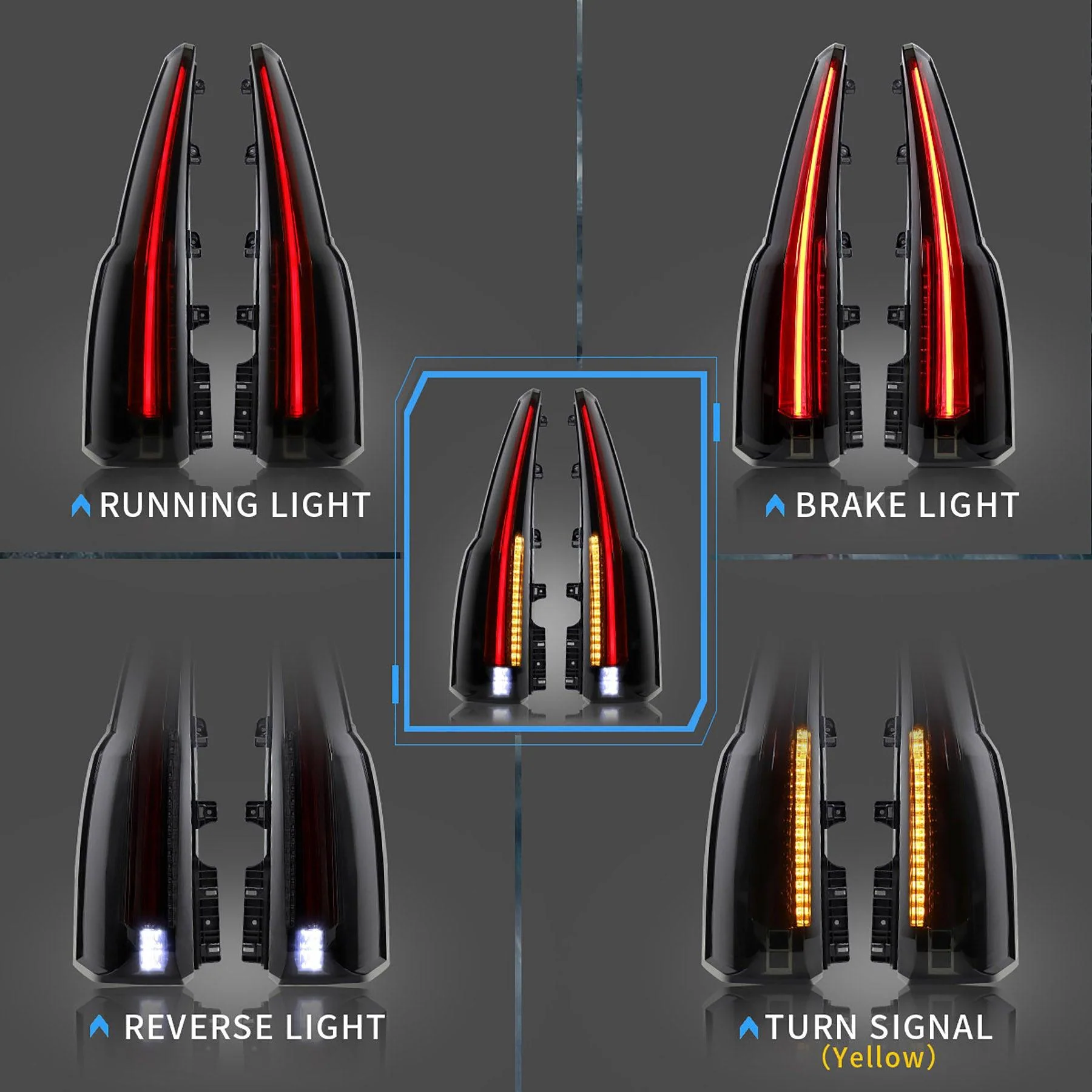 VLAND Tail Lights For GMC Yukon SUV 3rd Generation 2015-2020 [For 6 PINS Plug] - Image 4