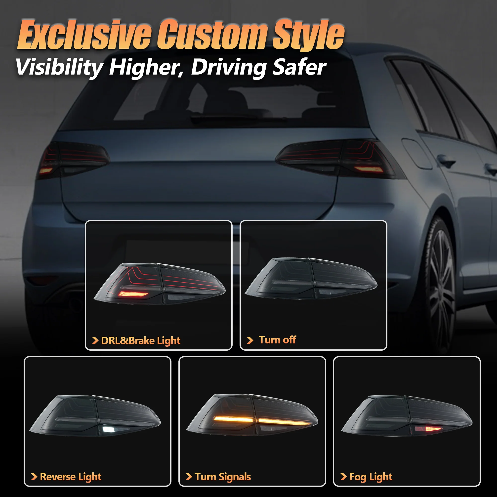 VLAND LED Tail lights Fit For Volkswagen Golf 7 MK7 MK7.5 2013-2020 Hatchback NOT FIT SPORTWAGEN - Image 6