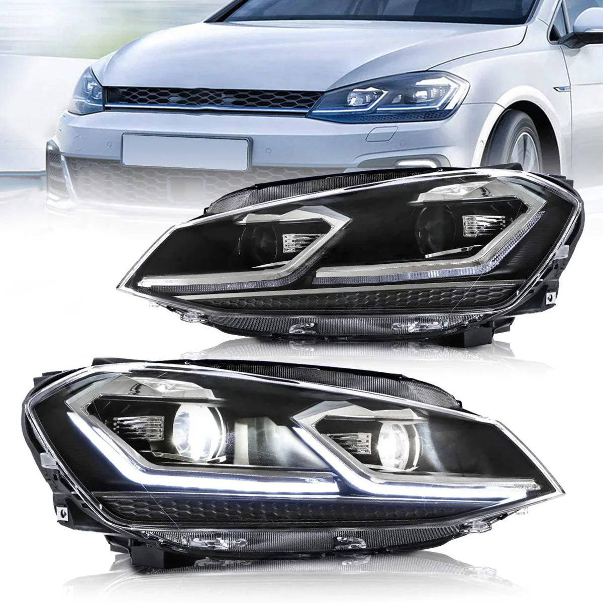 VLAND LED Projector Headlights For Volkswagen Golf MK7.5 2017-2020 (Europe is 2017-2020) - Image 3