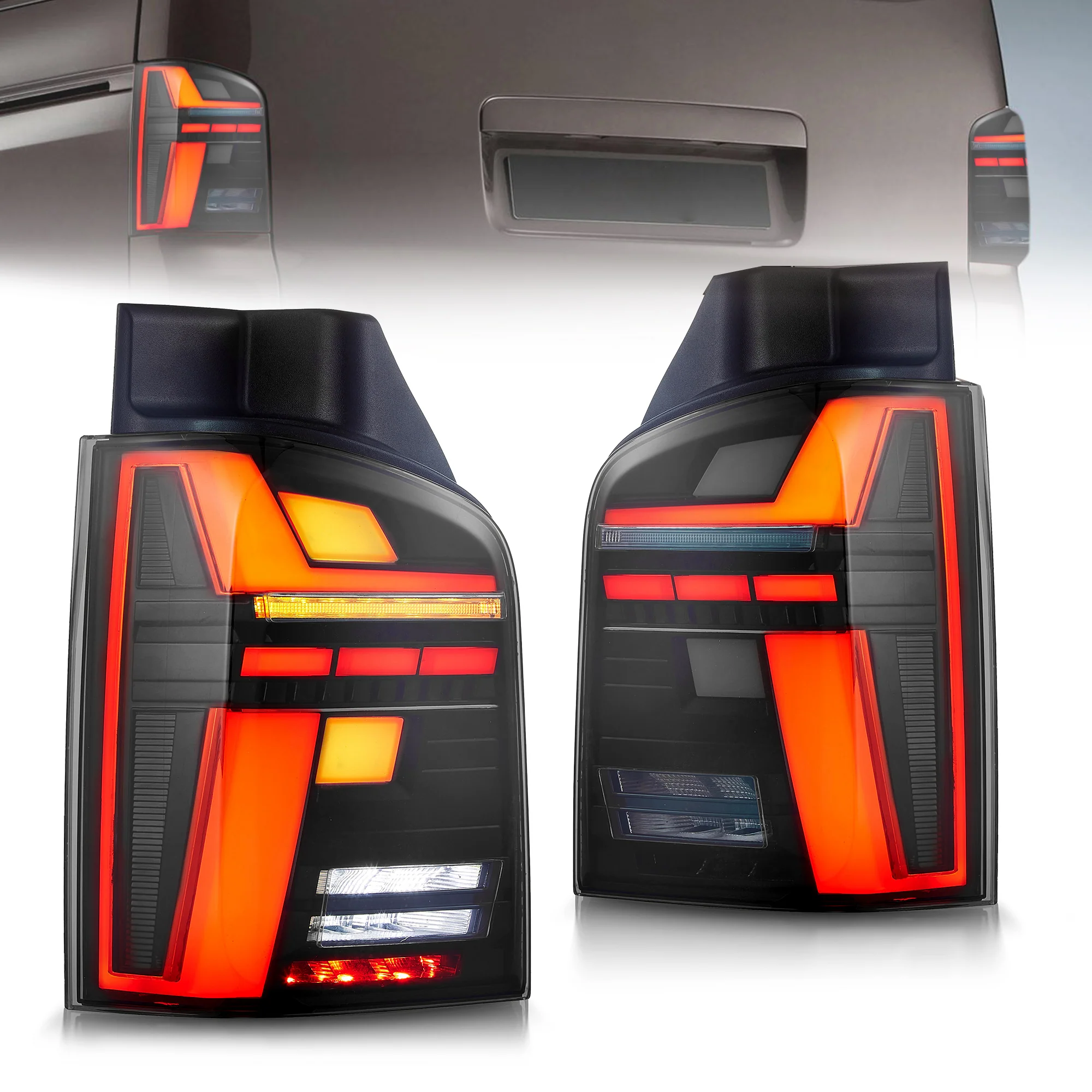 VLAND LED Tail Lights For Volkswagen Transporter T5 Caravelle Multivan 2010-2015 (2010 Facelift Models) [E-MARK.]