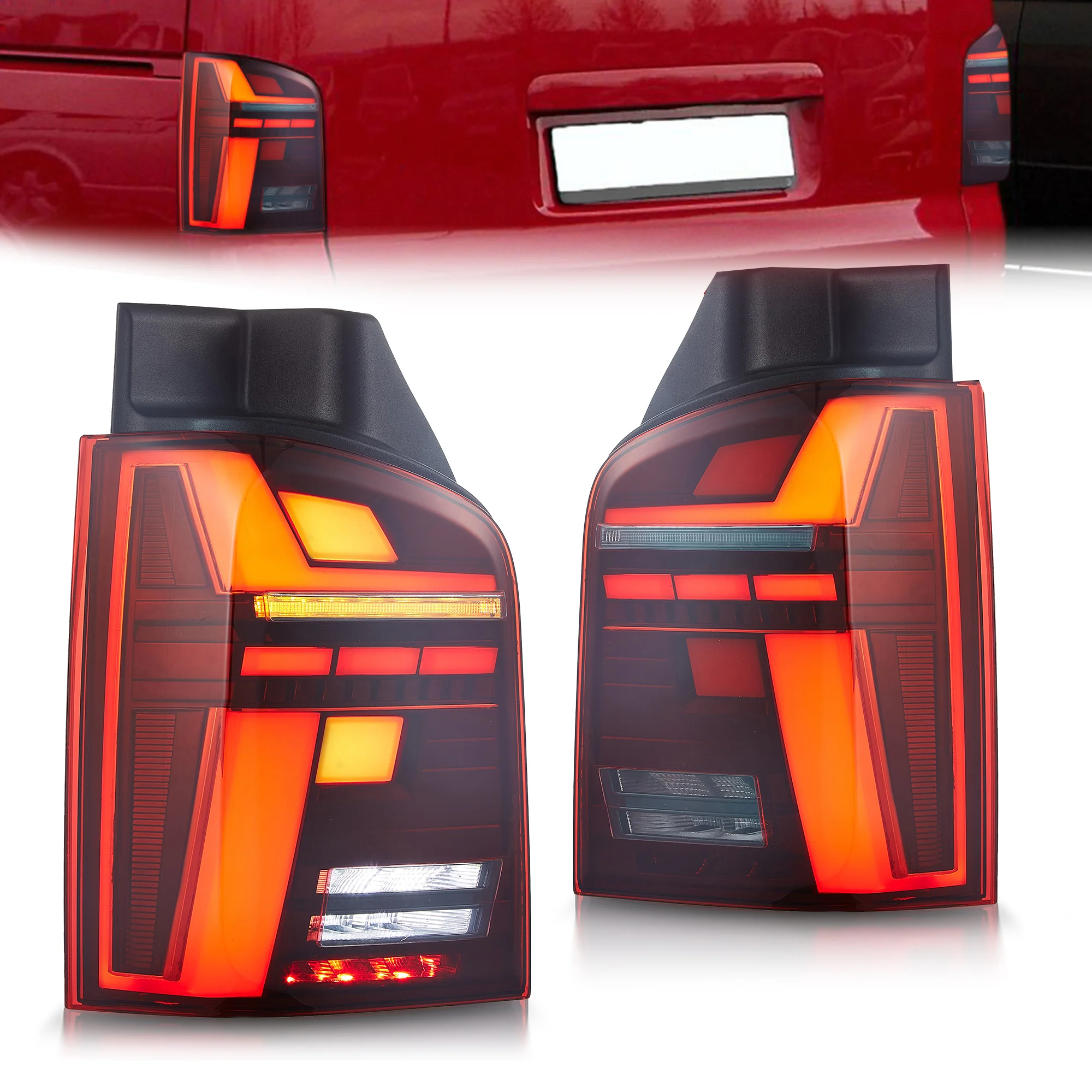 VLAND LED Tail Lights For Volkswagen Transporter T5 Caravelle Multivan 2010-2015 (2010 Facelift Models) [E-MARK.] - Image 2