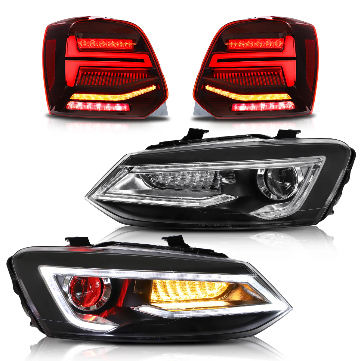 VLAND Headlights and Taillights For Volkswagen (VW) Polo MK5 2009-2017 [E-MARK.] - Image 2